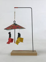 Japanese Paper Kokeshi Doll Dancing Figurine Vtg Traditional Handmade Toy KF663