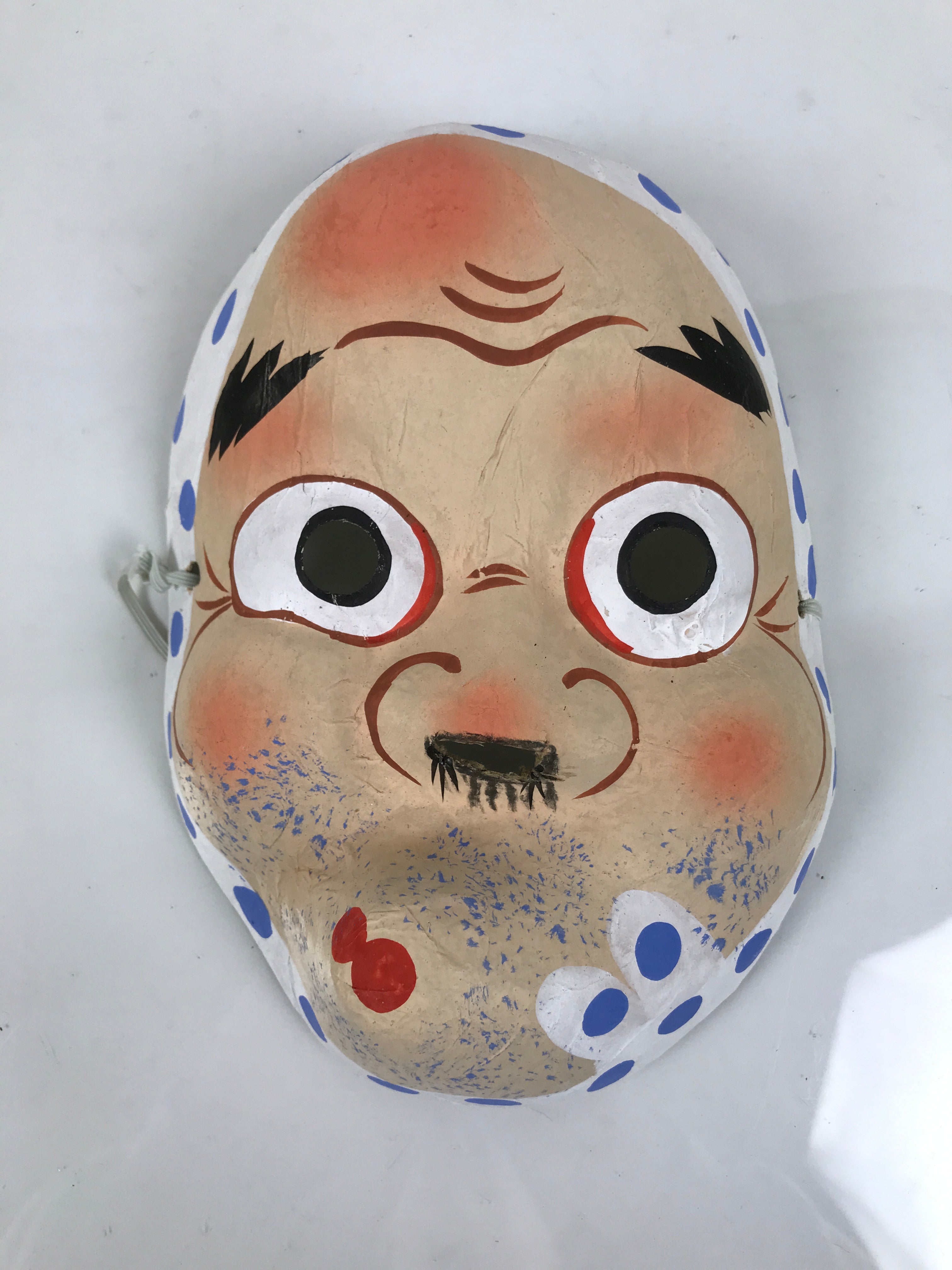 Japanese Paper Mache Noh Mask Hyottoko Vtg Comical Nohmen Kagura Dance OM102