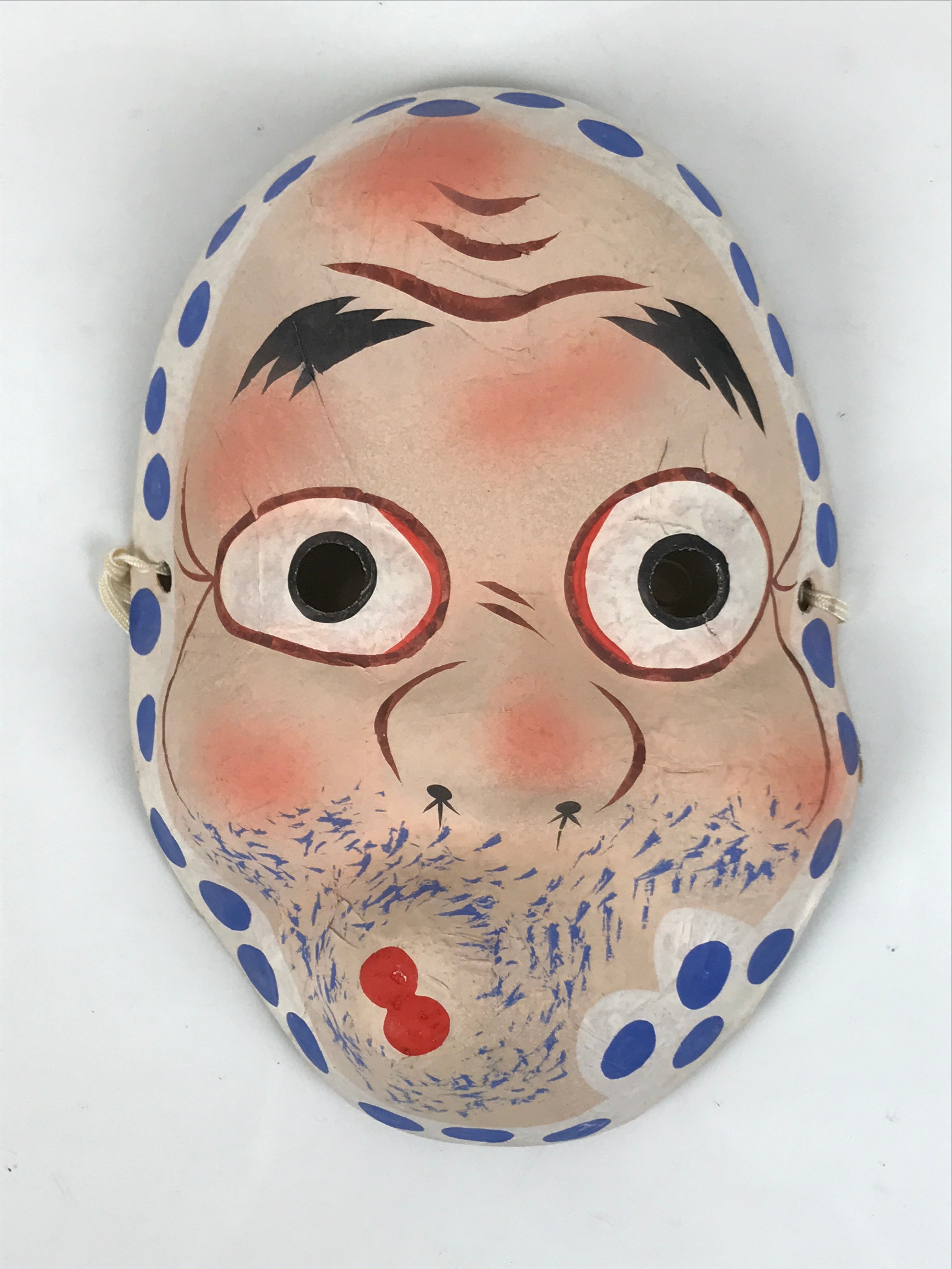 Japanese Paper Mache Noh Mask Hyottoko Vtg Comical Nohmen Kagura Dance OM103