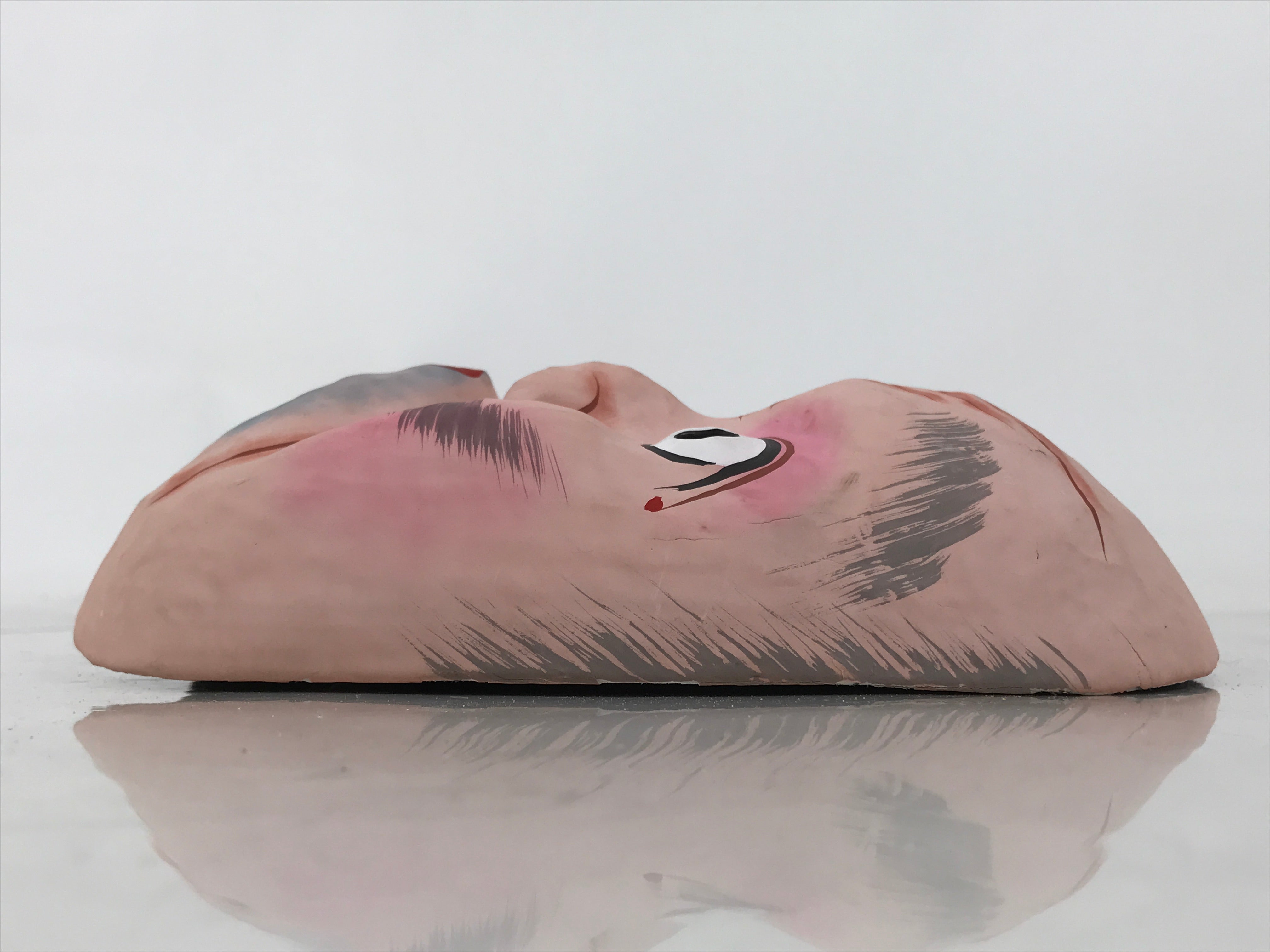 Japanese Paper Mache Noh Mask Hyottoko Vtg Comical Nohmen Kagura Dance OM76