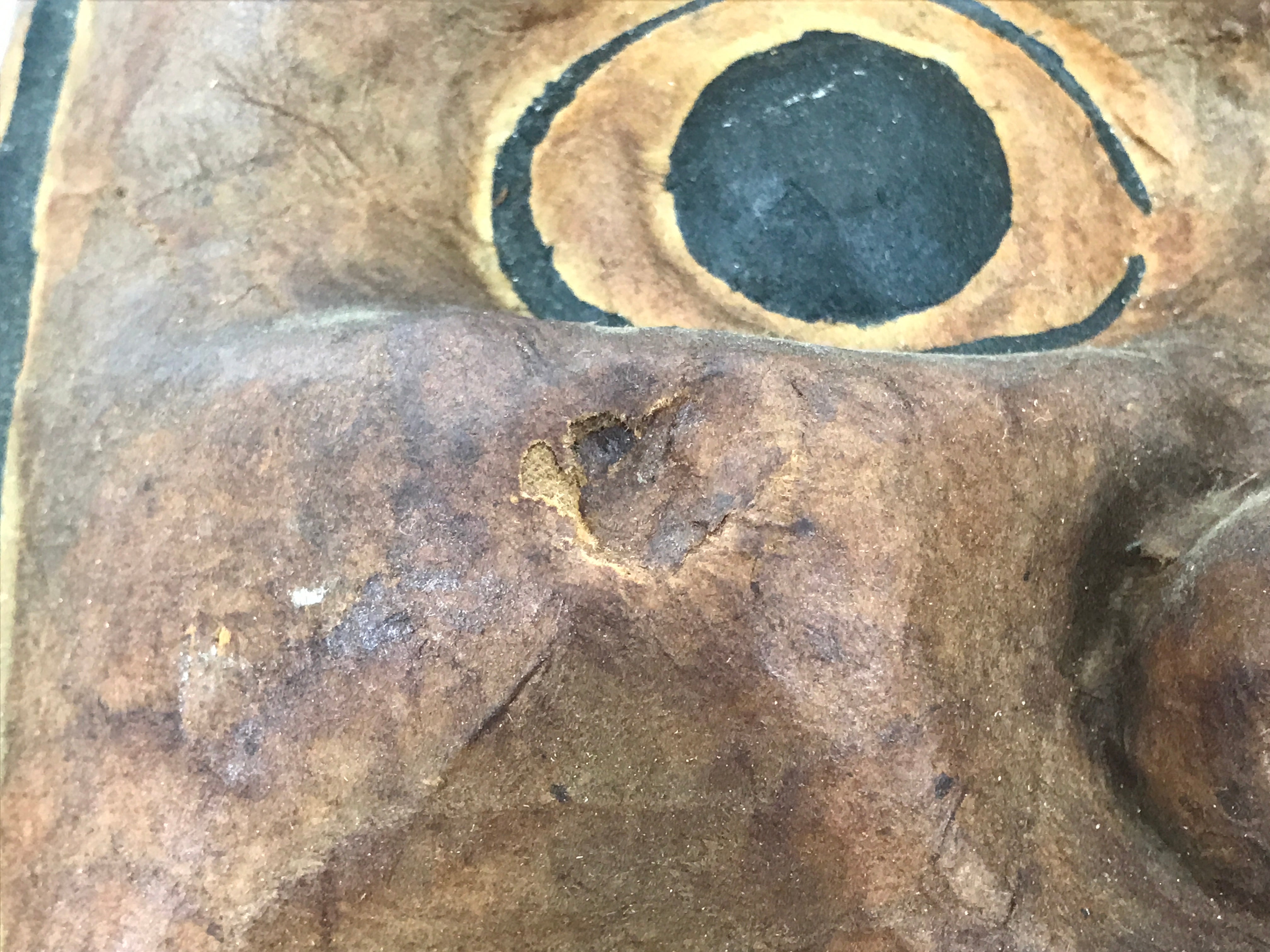 Japanese Paper Mache Noh Mask Hyottoko Vtg Comical Nohmen Kagura Dance OM91