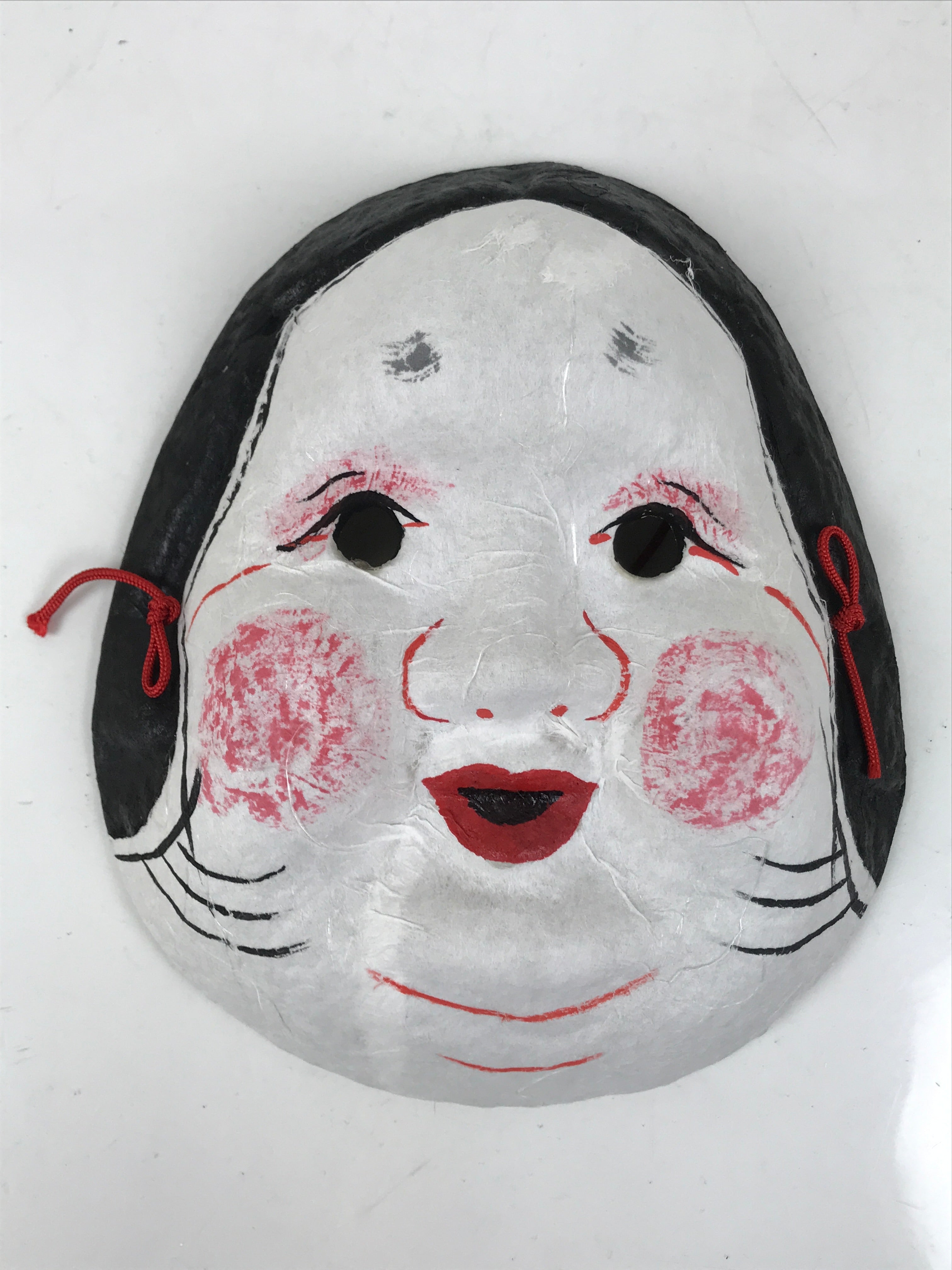 Japanese Paper Mache Noh Mask Okame Vtg Otafuku Smiling Woman Nohmen Kagura OM78