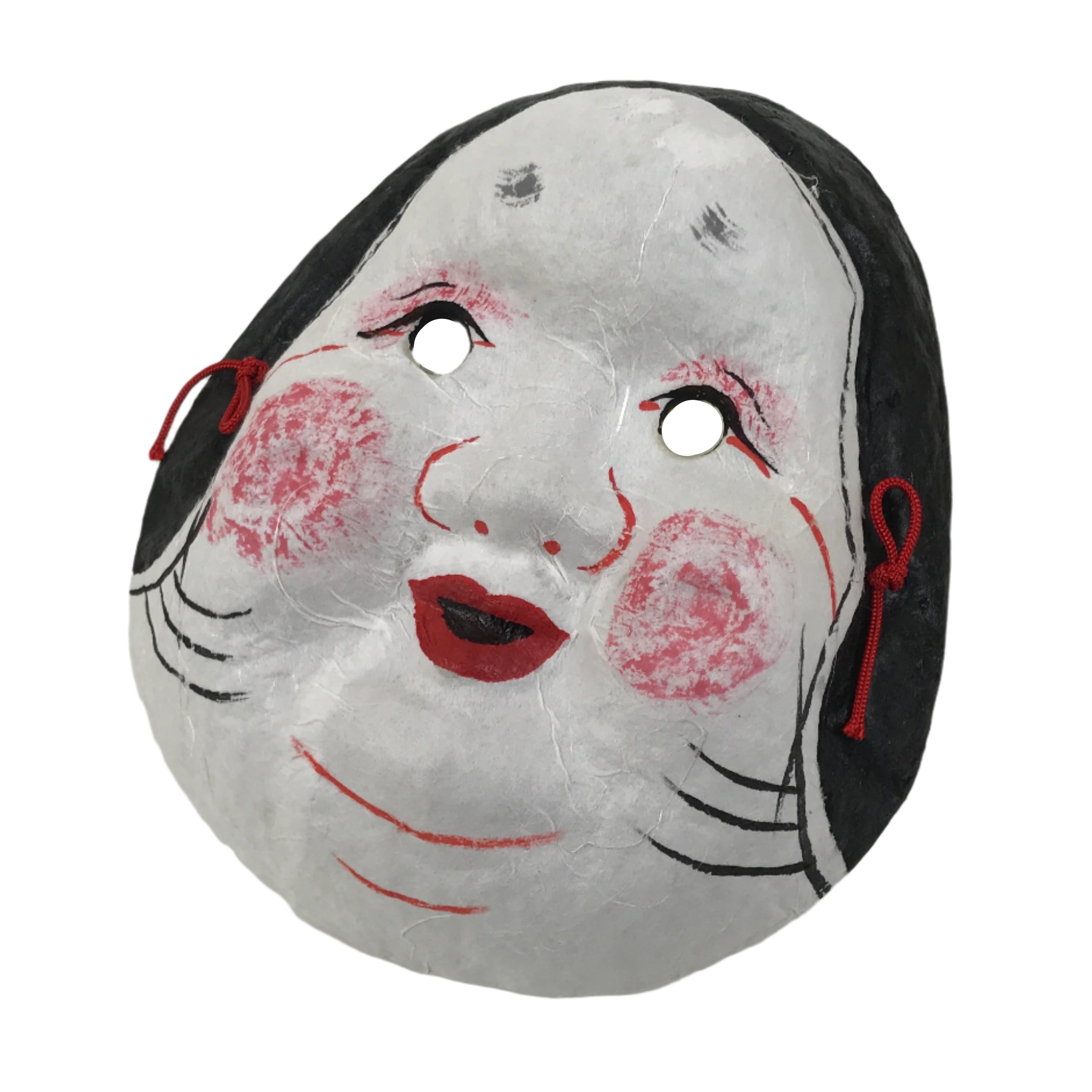 Japanese Paper Mache Noh Mask Okame Vtg Otafuku Smiling Woman Nohmen Kagura OM78