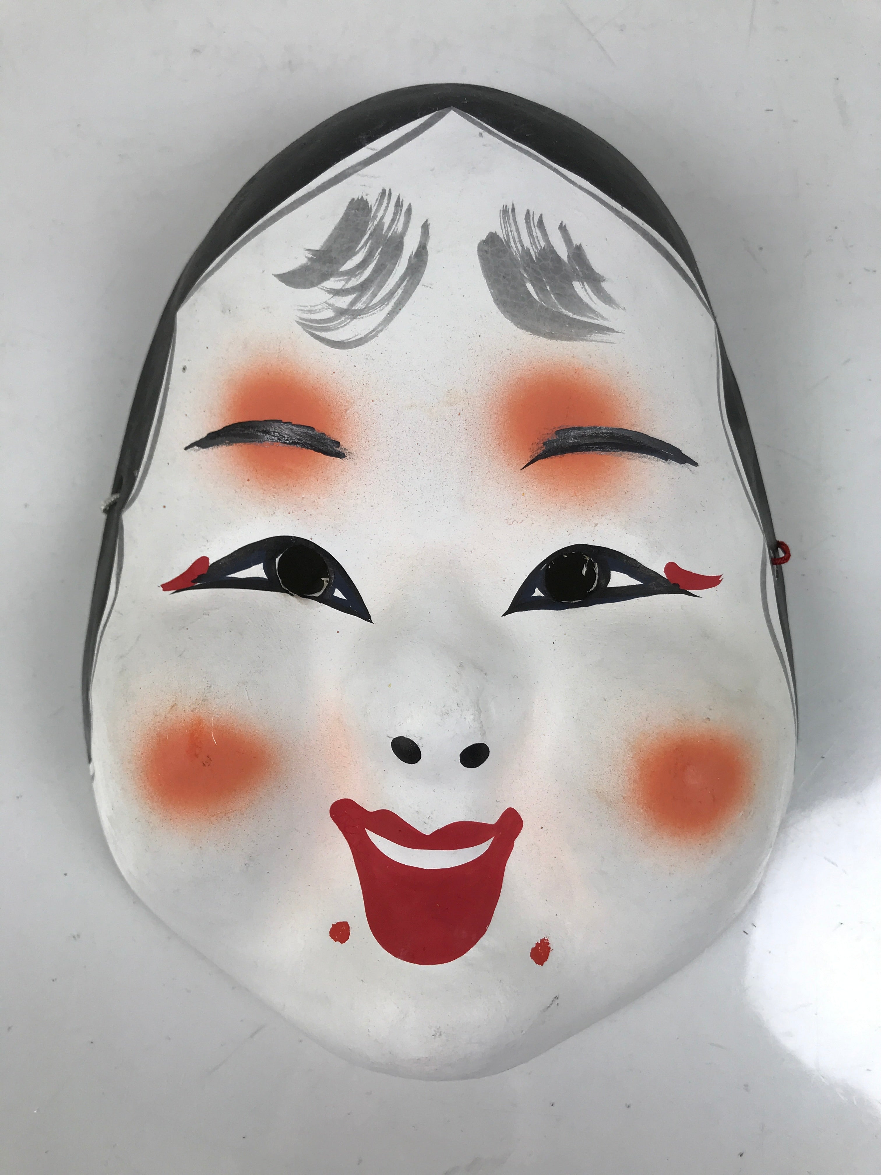 Japanese Paper Mache Noh Mask Okame Vtg Otafuku Smiling Woman Nohmen Kagura OM79