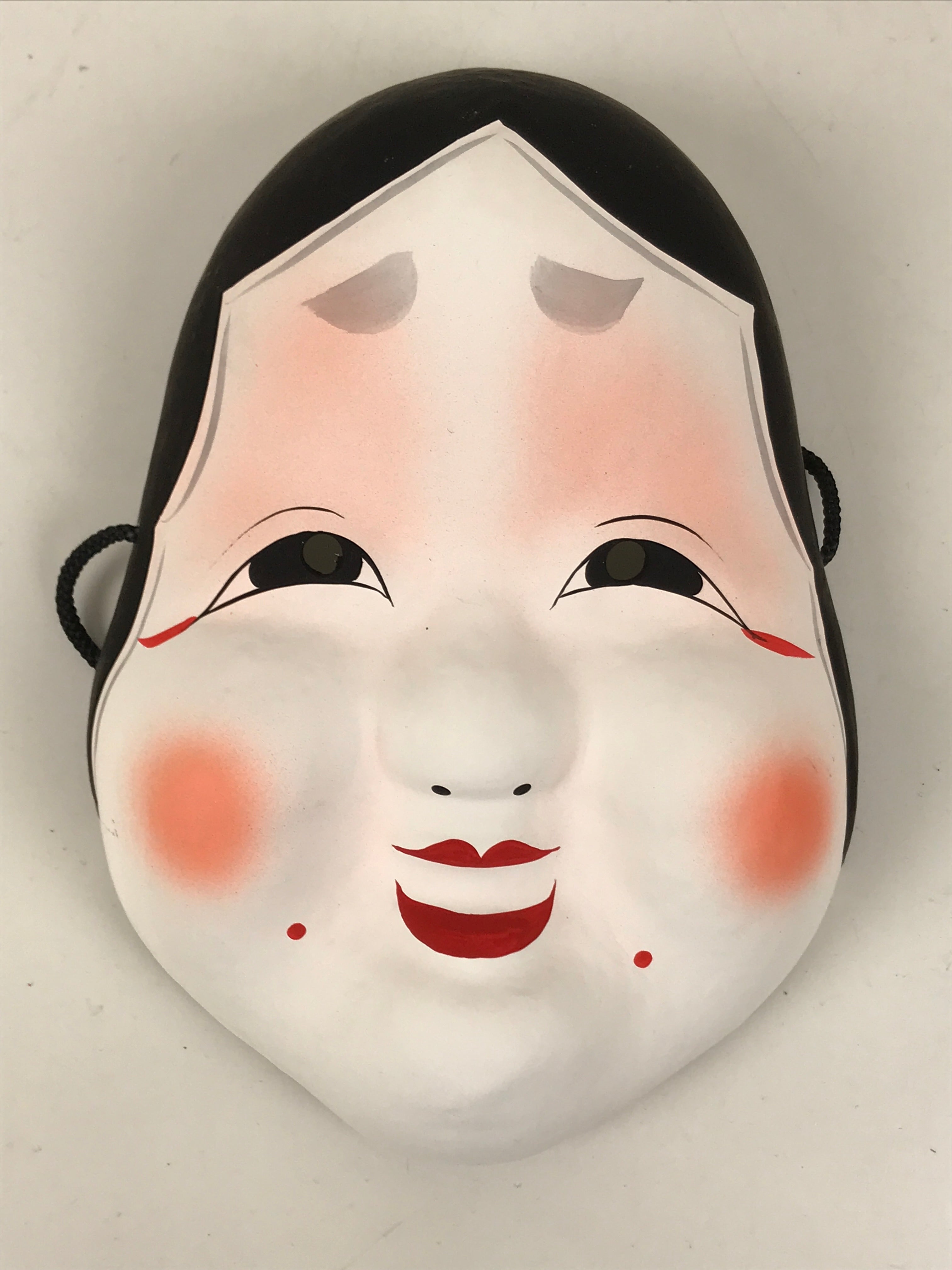 Japanese Paper Mache Noh Mask Okame Vtg Otafuku Smiling Woman Nohmen Kagura OM80