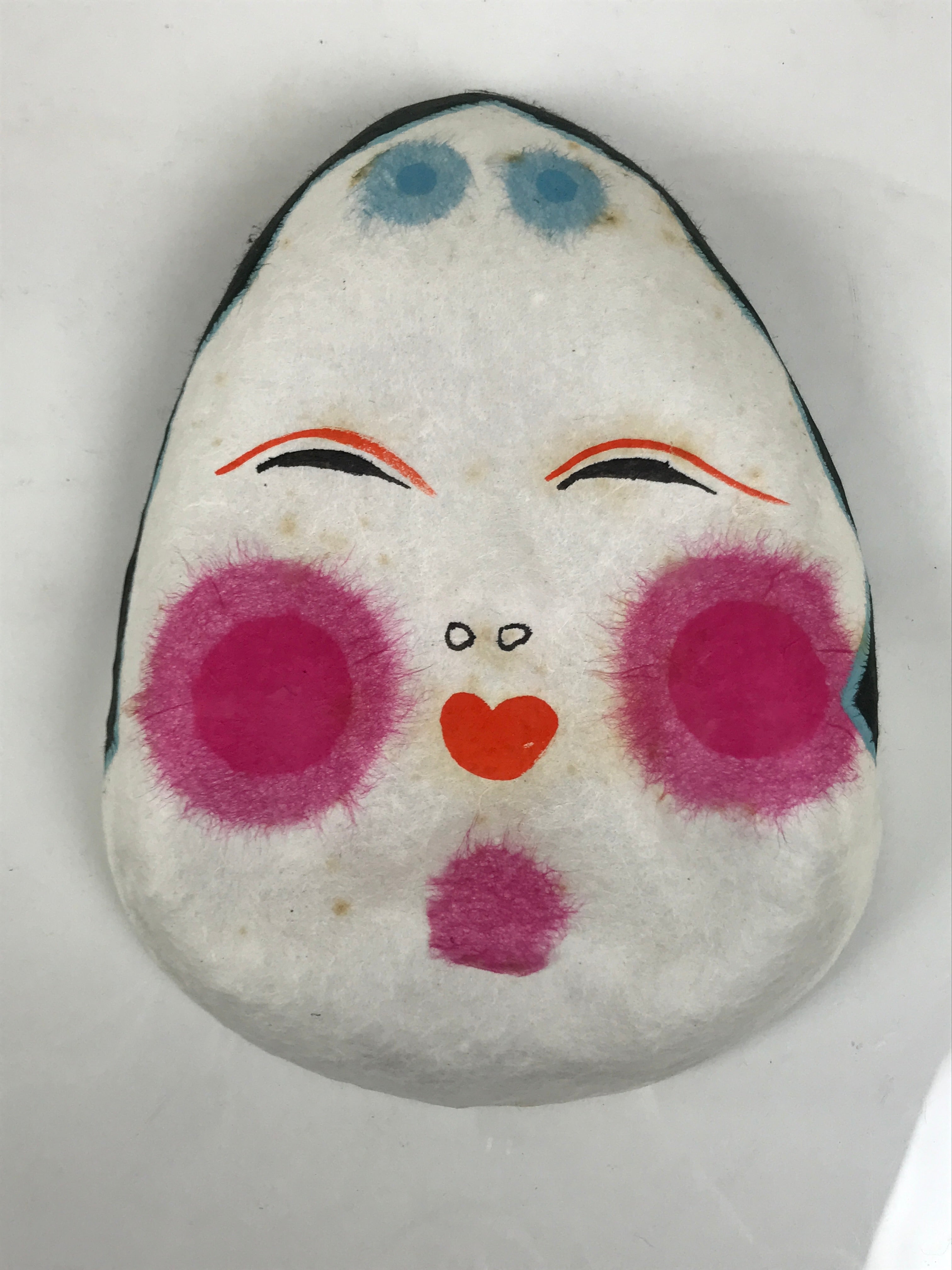 Japanese Paper Mache Noh Mask Okame Vtg Otafuku Smiling Woman Omen Kagura OM105