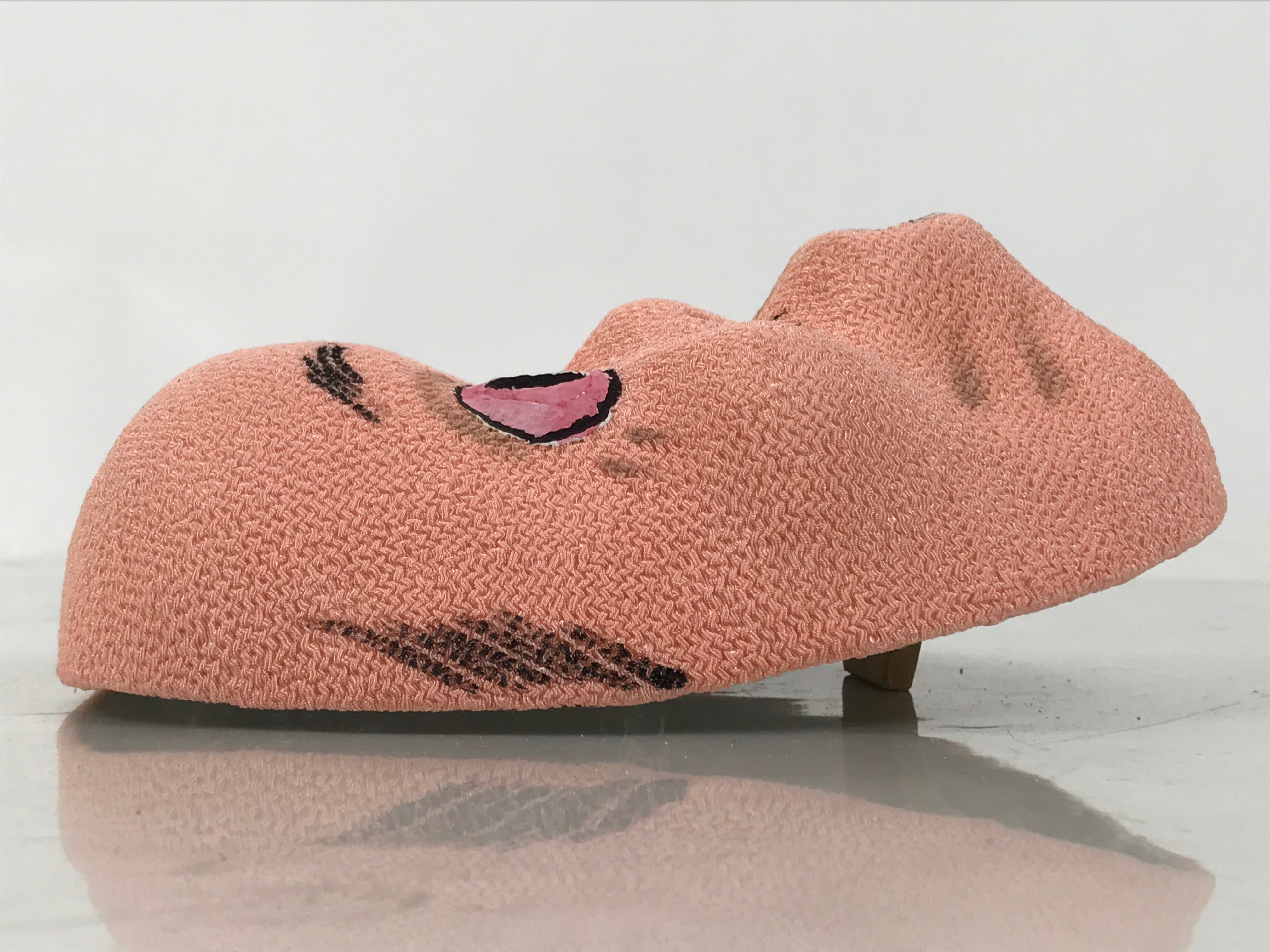 Japanese Paper Mache Silk Noh Mask Hyottoko Vtg Comical Nohmen Kagura Dance OM77