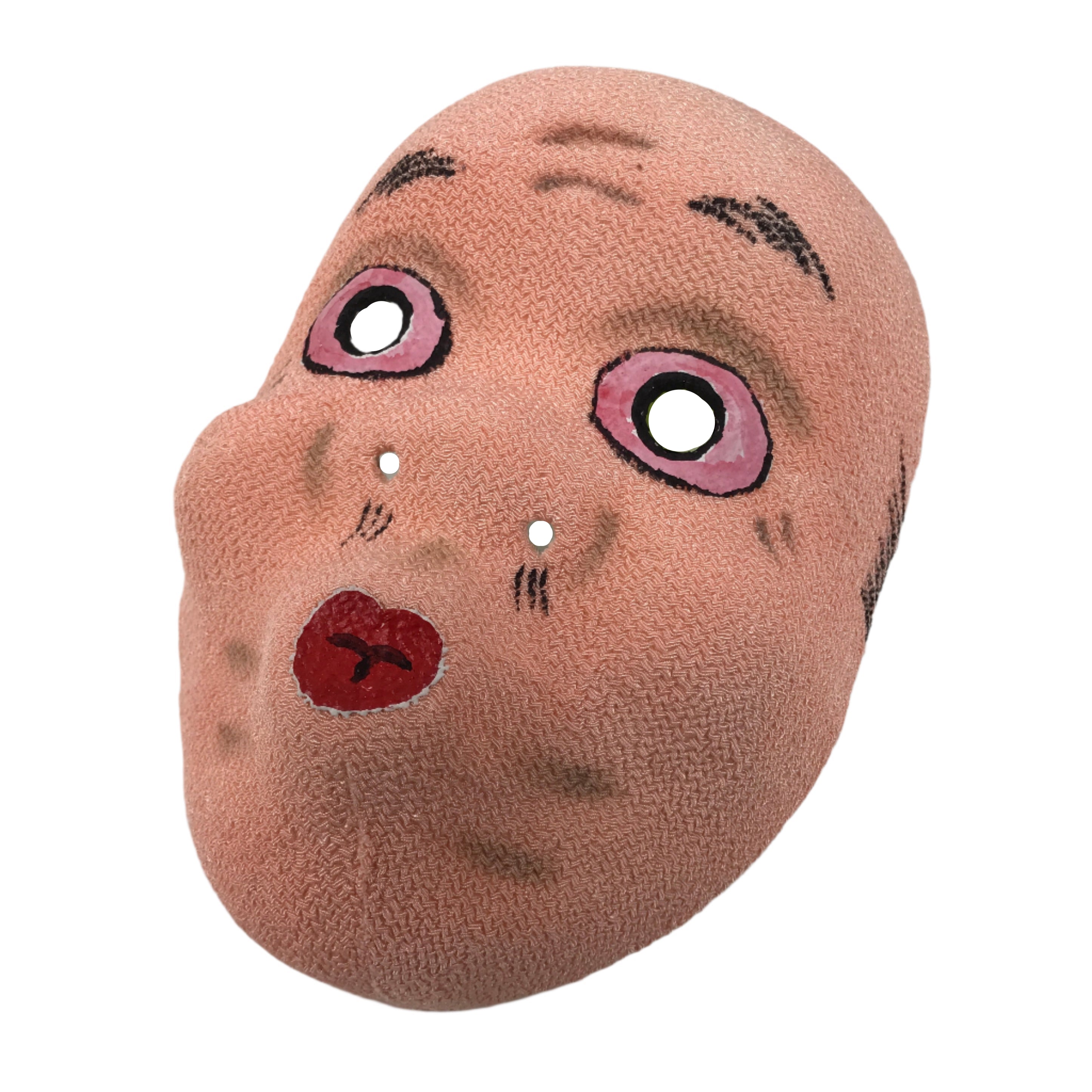 Japanese Paper Mache Silk Noh Mask Hyottoko Vtg Comical Nohmen Kagura Dance OM77