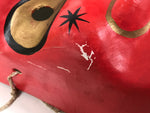 Japanese Paper Mache Tengu Noh Mask Vtg Demon Nohmen Kagura Dance Red OM83