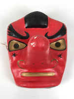 Japanese Paper Mache Tengu Noh Mask Vtg Demon Nohmen Kagura Dance Red OM83