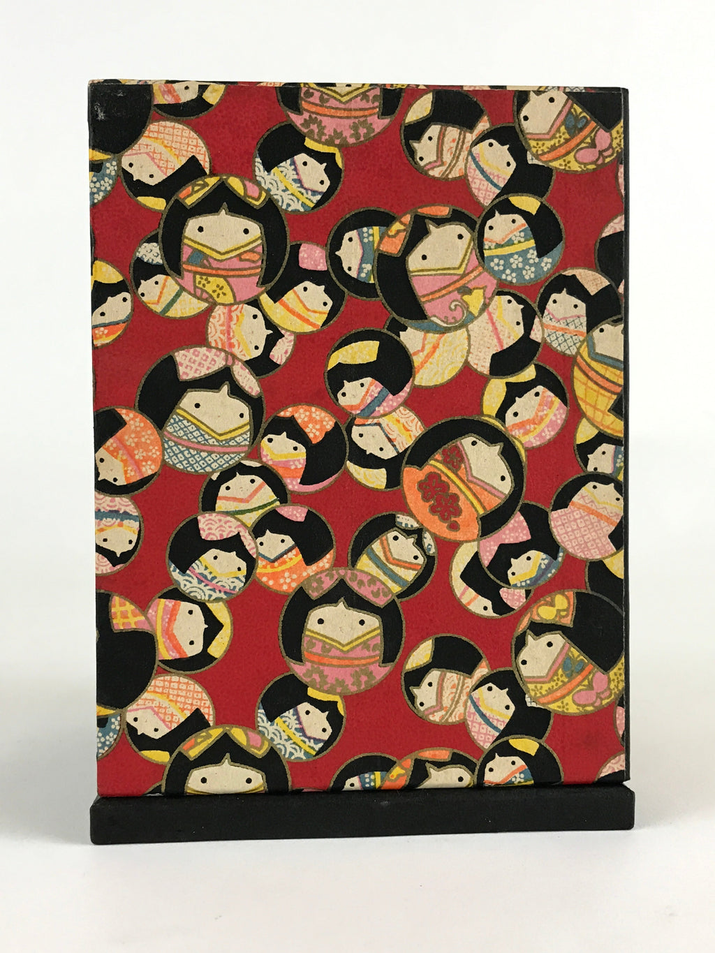 Japanese Paper Sewing Box Haribako Vtg Tansu Chest 3 Drawers Red Kimono Girl T33