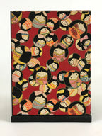 Japanese Paper Sewing Box Haribako Vtg Tansu Chest 3 Drawers Red Kimono Girl T33