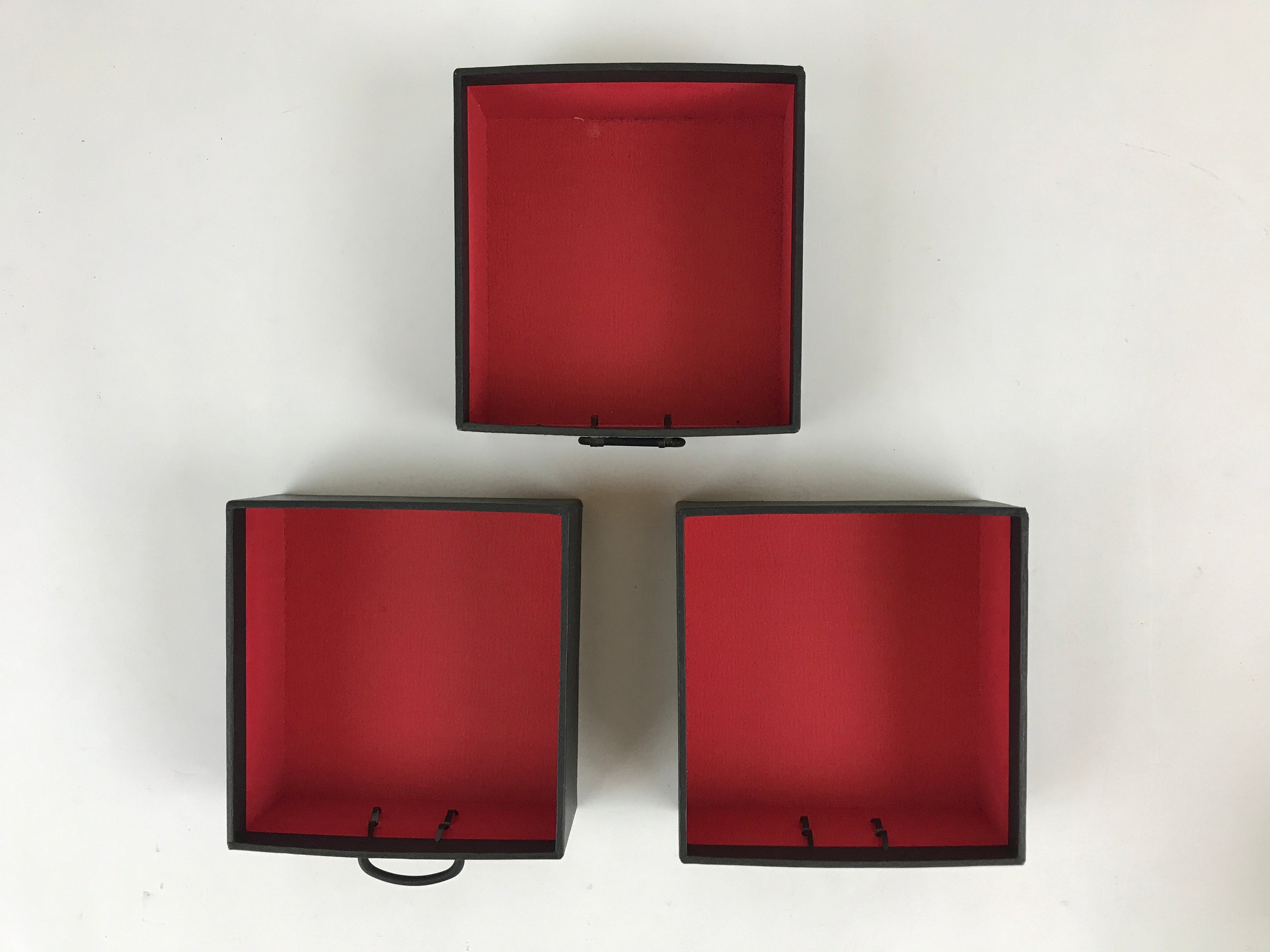 Japanese Paper Sewing Box Haribako Vtg Tansu Chest 3 Drawers Red Kimono Girl T33