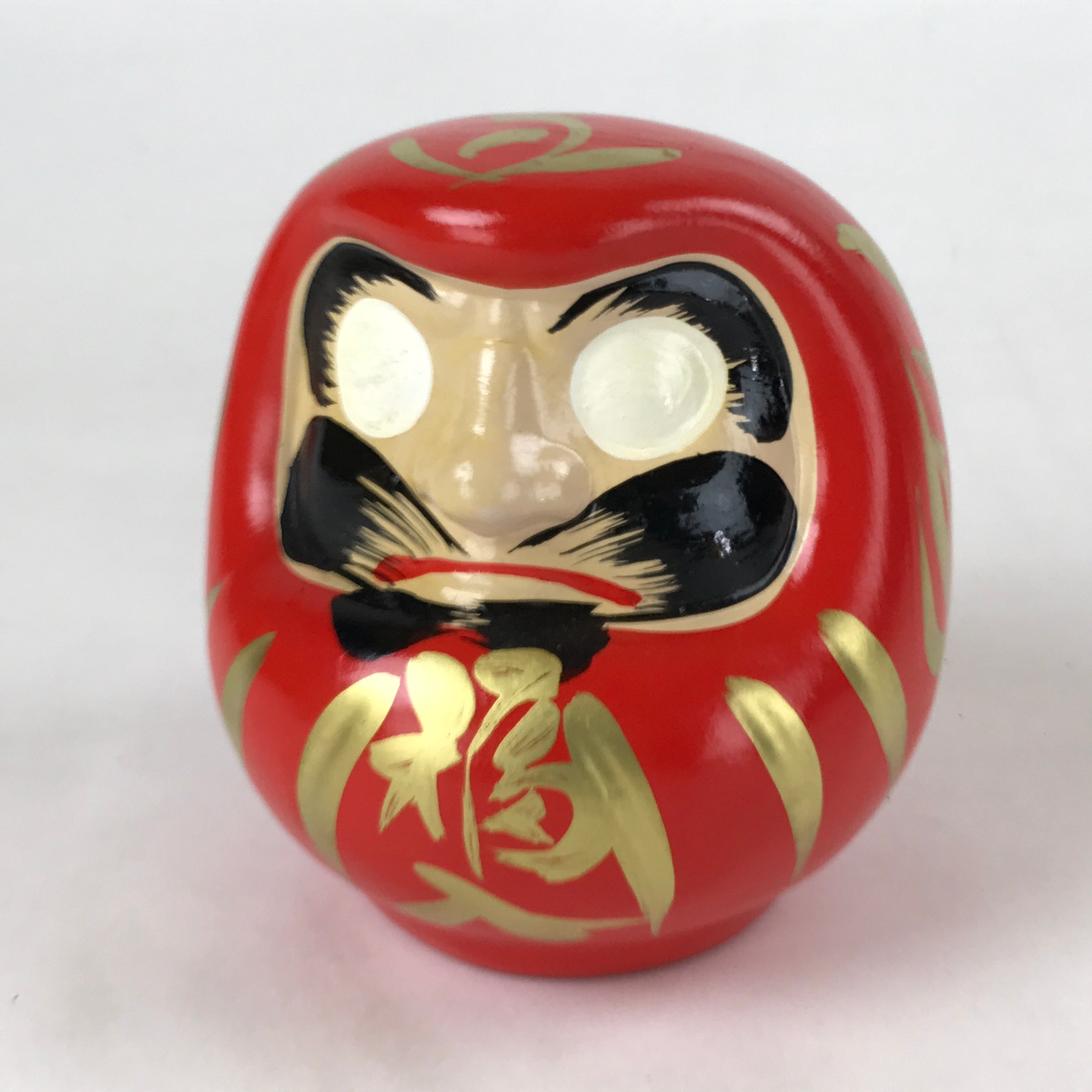 Japanese Papier-Mâché Daruma Figure Vtg Hariko Round Red Lucky Charm BD971