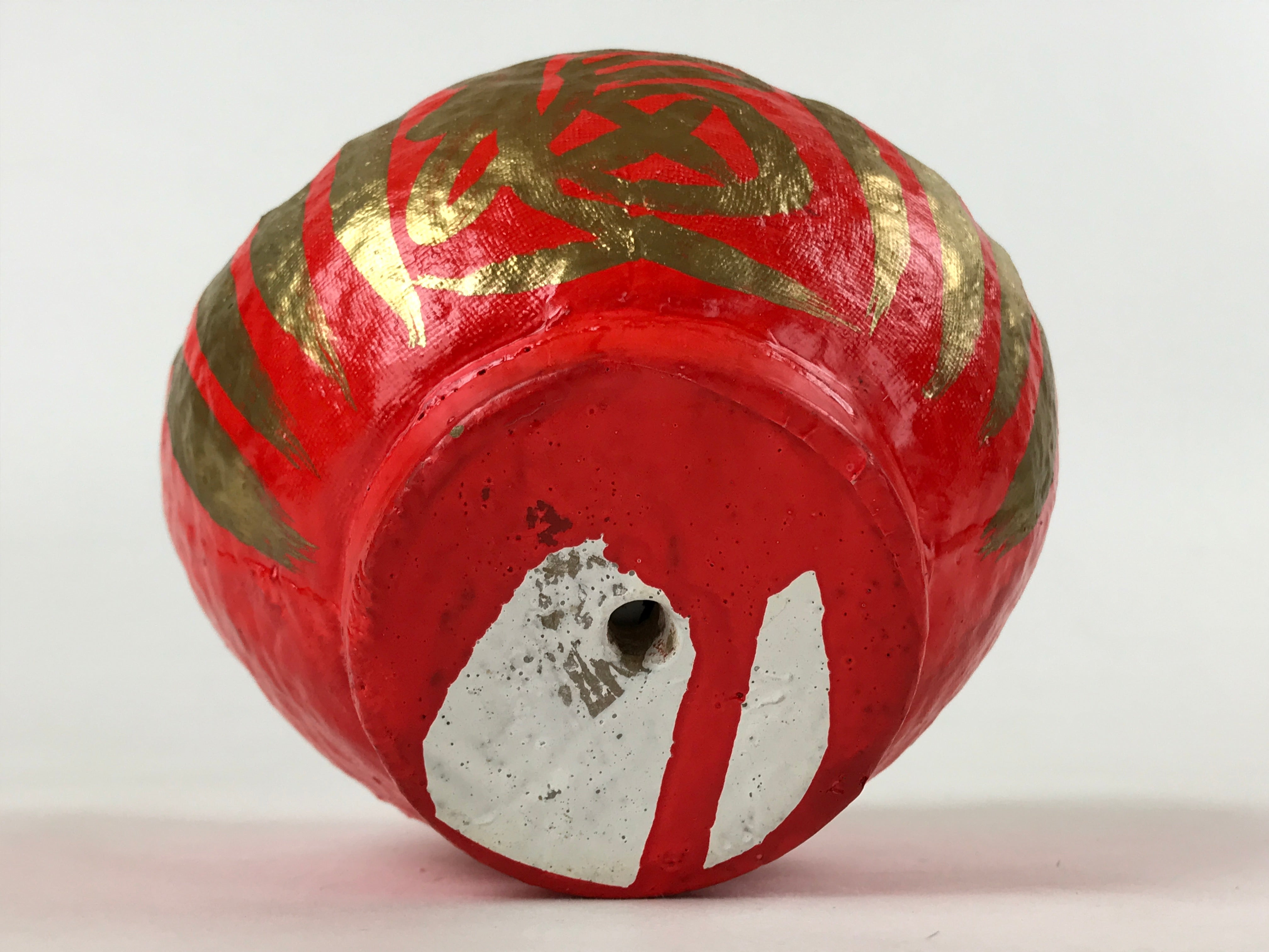 Japanese Papier-Mâché Daruma Figure Vtg Hariko Round Red Lucky Charm BD972