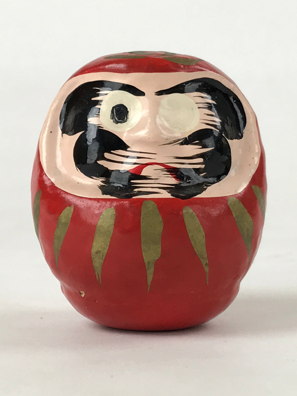 Japanese Papier-Mâché Daruma Figurine Vtg Hariko Round Red Lucky Charm BD973