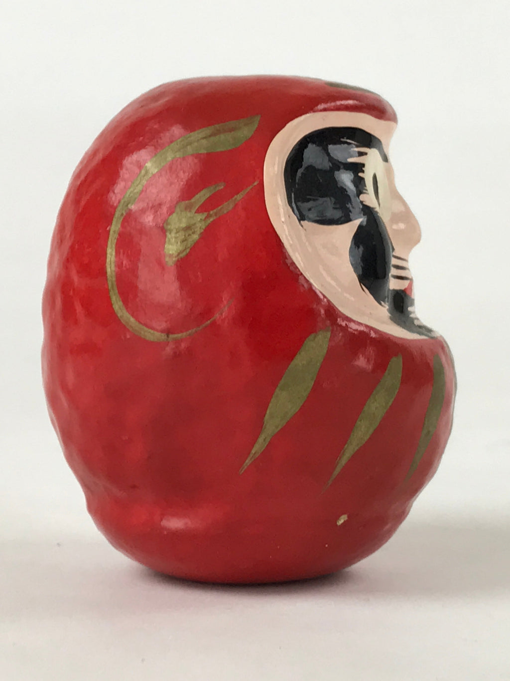 Japanese Papier-Mâché Daruma Figurine Vtg Hariko Round Red Lucky Charm BD973