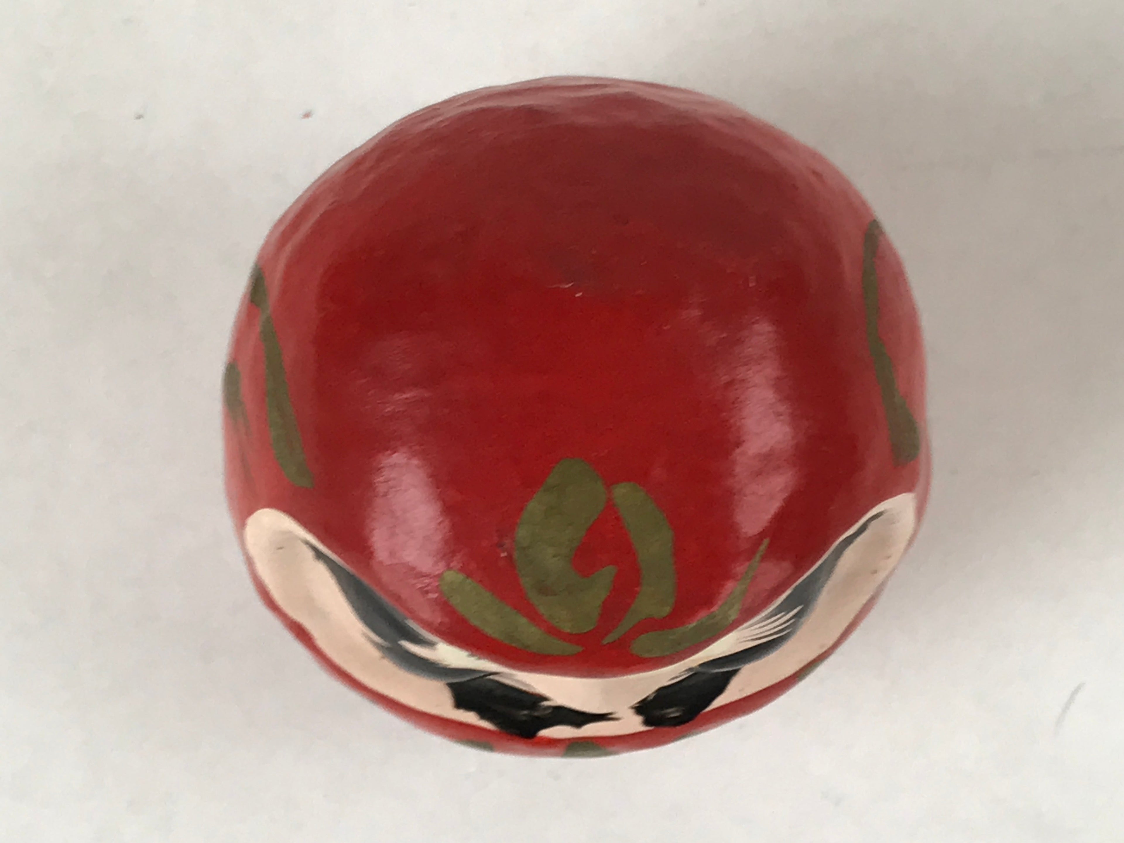 Japanese Papier-Mâché Daruma Figurine Vtg Hariko Round Red Lucky Charm BD973