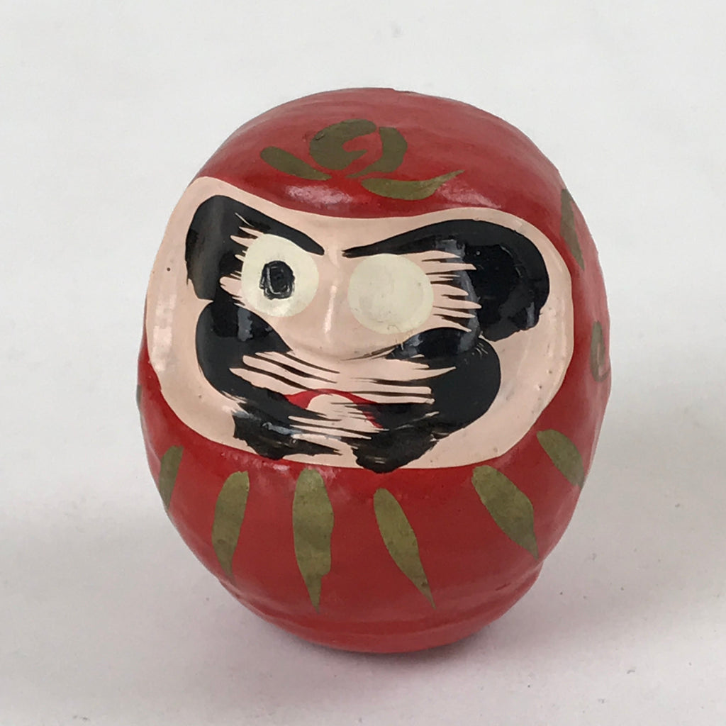 Japanese Papier-Mâché Daruma Figurine Vtg Hariko Round Red Lucky Charm BD973