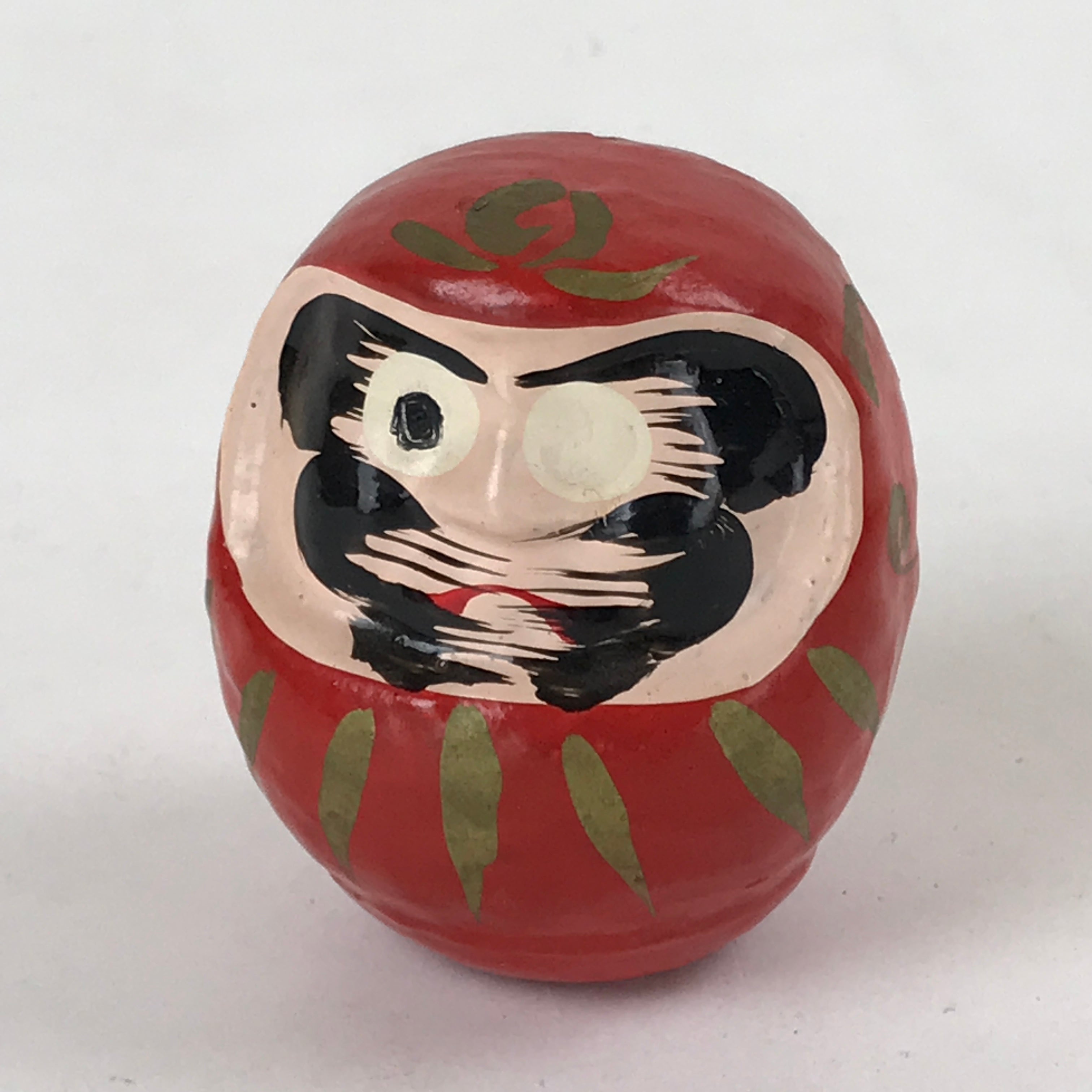 Japanese Papier-Mâché Daruma Figurine Vtg Hariko Round Red Lucky Charm BD973