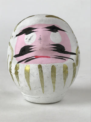 Japanese Papier-Mâché Daruma Figurine Vtg Hariko Round White Lucky Charm BD974