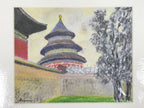 Japanese Pastel Drawing Chinese Temple Of Heaven Art Signed Artist Unknown FL347