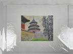 Japanese Pastel Drawing Chinese Temple Of Heaven Art Signed Artist Unknown FL347