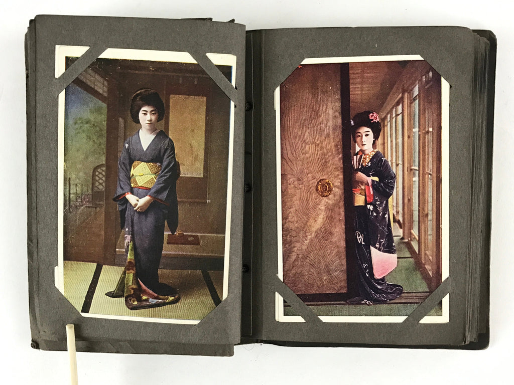 Japanese Photo Album 52pc C1930 Geisha Beautiful Kimono Ladies Friends AB126