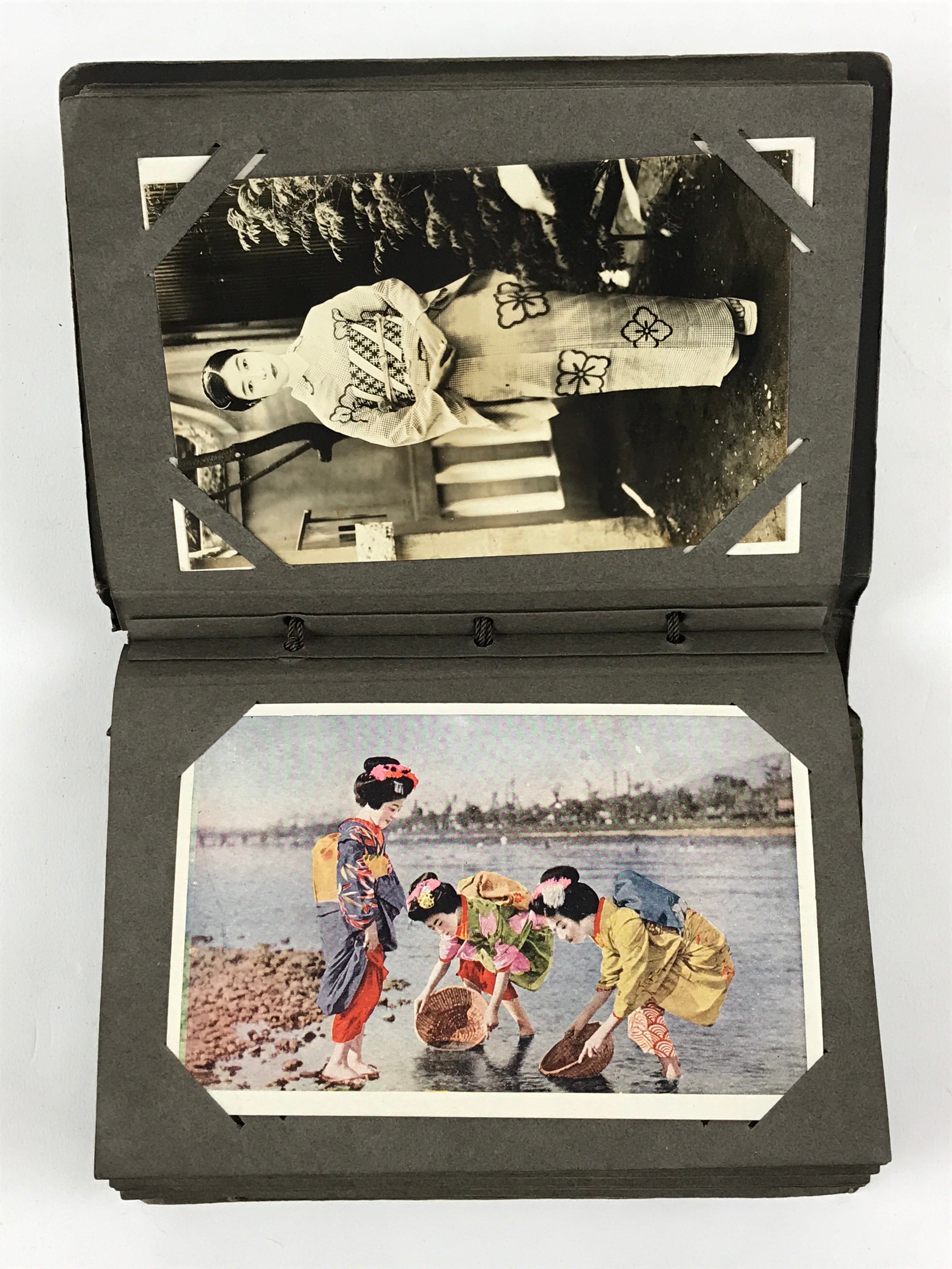 Japanese Photo Album 52pc C1930 Geisha Beautiful Kimono Ladies Friends AB126