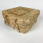 Japanese Picnic Basket Set For 5 Person Vtg Blue Picture Plate Spoon Place Mat J