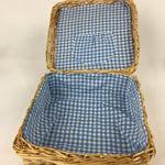 Japanese Picnic Basket Set For 5 Person Vtg Blue Picture Plate Spoon Place Mat J