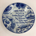 Japanese Picnic Basket Set For 5 Person Vtg Blue Picture Plate Spoon Place Mat J