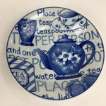 Japanese Picnic Basket Set For 5 Person Vtg Blue Picture Plate Spoon Place Mat J