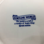 Japanese Picnic Basket Set For 5 Person Vtg Blue Picture Plate Spoon Place Mat J