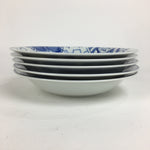 Japanese Picnic Basket Set For 5 Person Vtg Blue Picture Plate Spoon Place Mat J