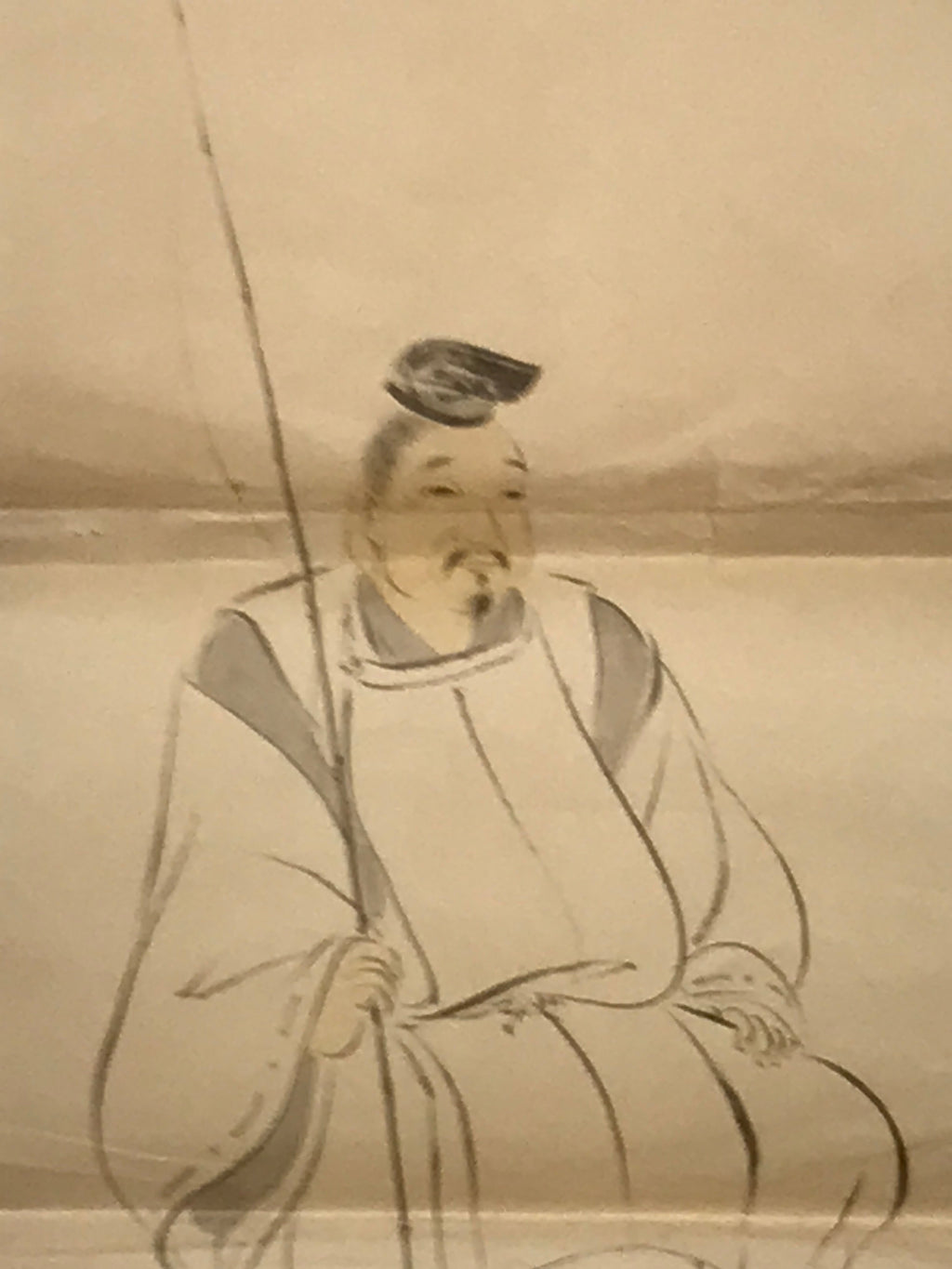 Japanese Picture Hanging Scroll Vtg Kotoshironushi Okami Shinto Kakejiku SC992