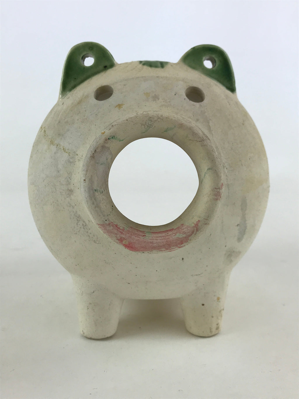 Japanese Pig Kayariki Incense Burner Vtg Kayari Buta Senko Green Beige JK565