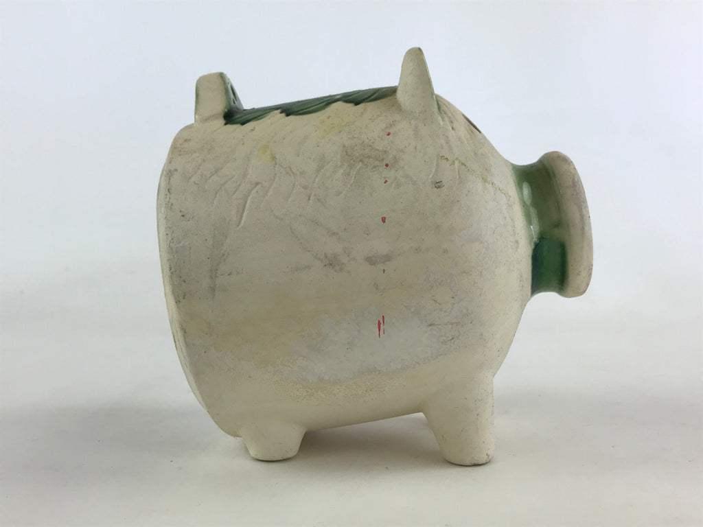 Japanese Pig Kayariki Incense Burner Vtg Kayari Buta Senko Green Beige JK565