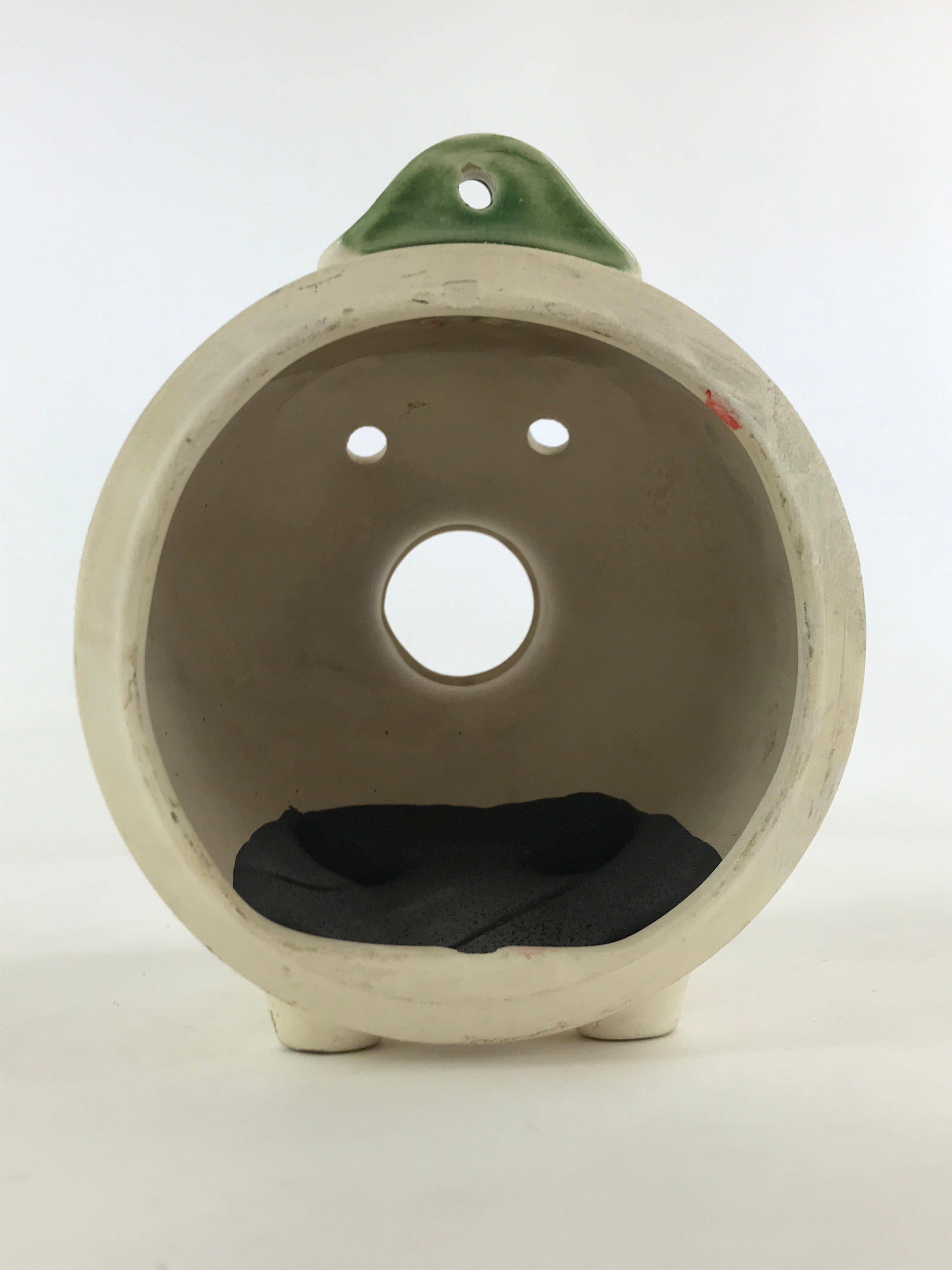 Japanese Pig Kayariki Incense Burner Vtg Kayari Buta Senko Green Beige JK565