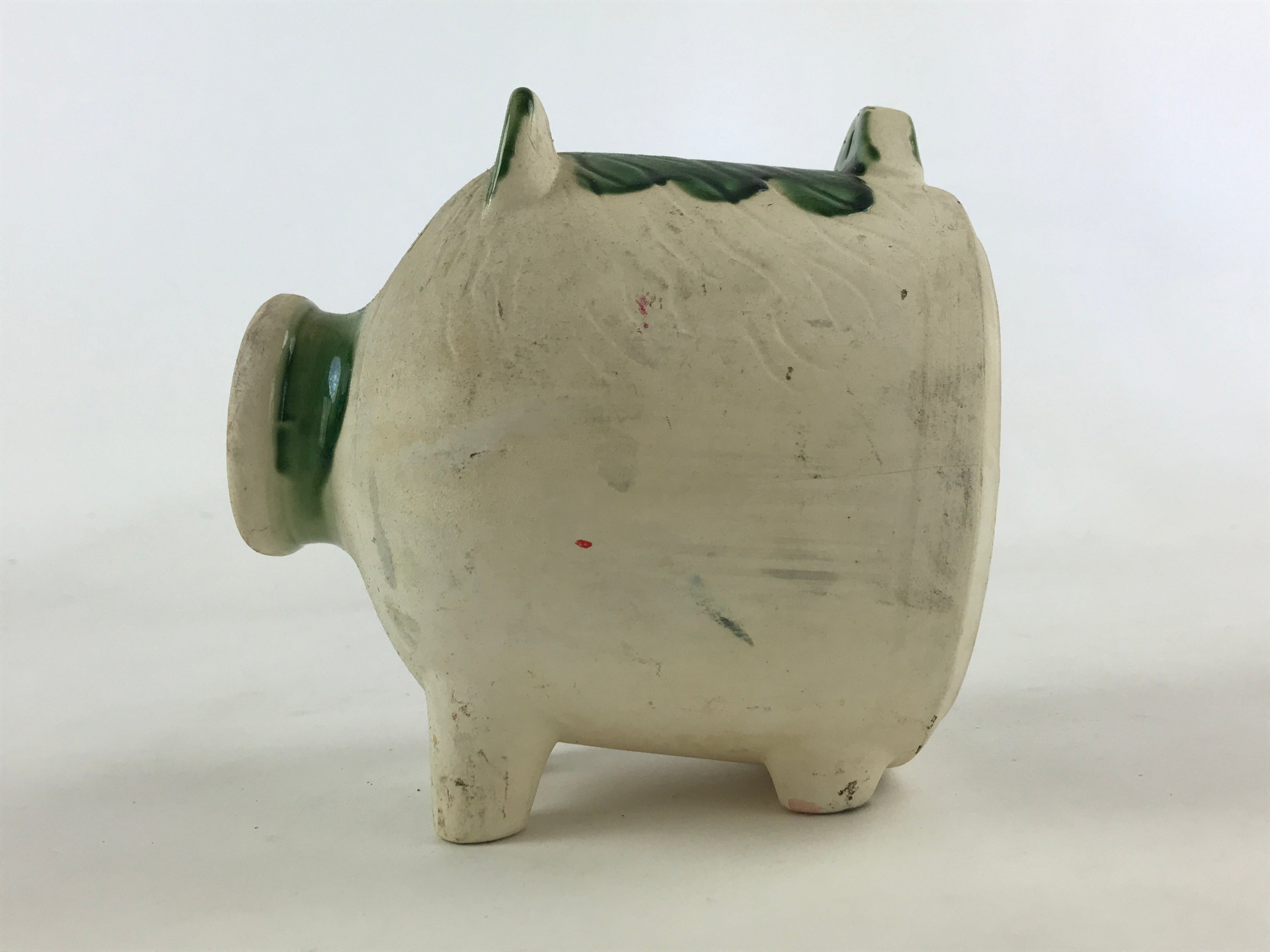 Japanese Pig Kayariki Incense Burner Vtg Kayari Buta Senko Green Beige JK565