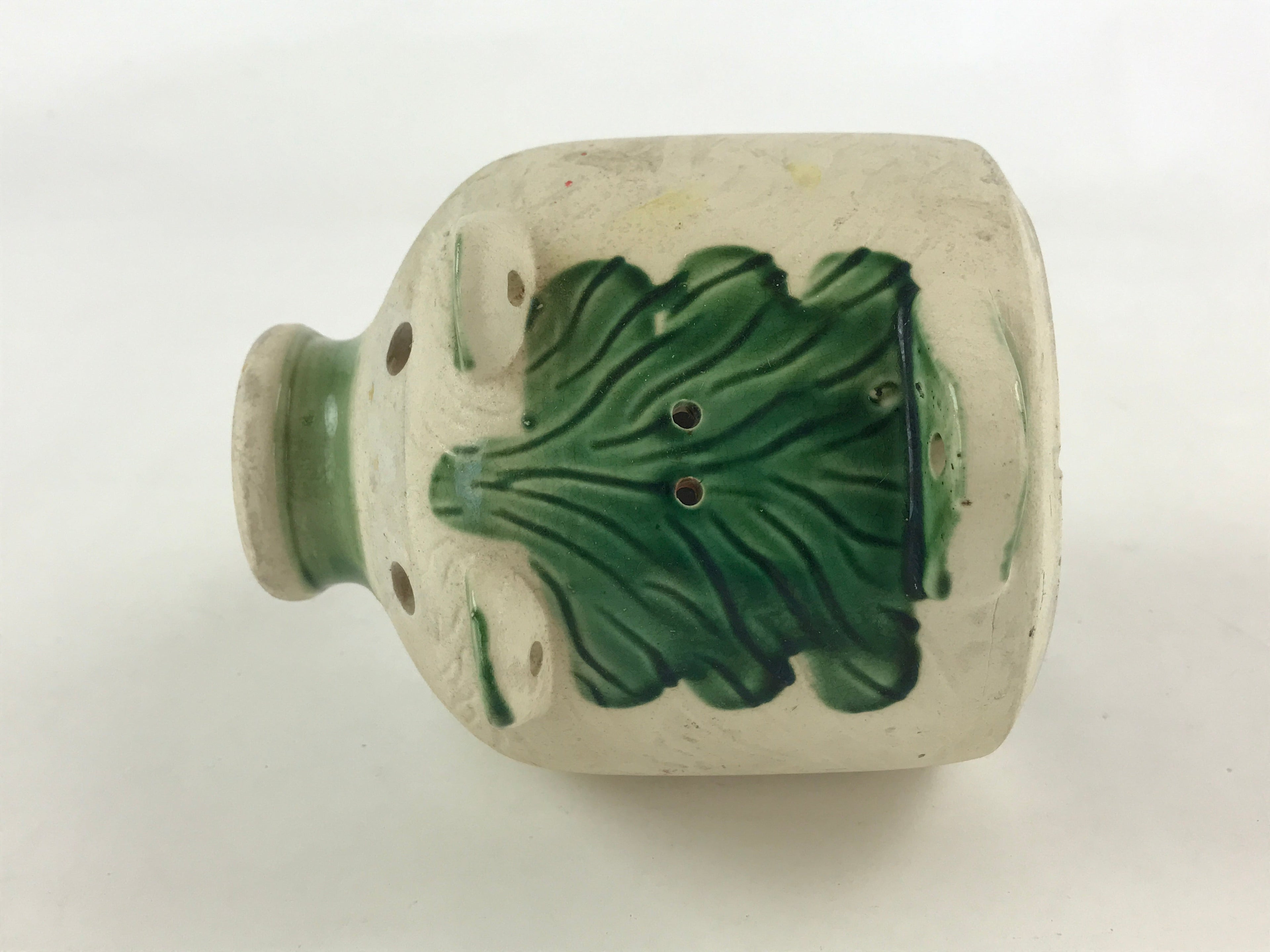 Japanese Pig Kayariki Incense Burner Vtg Kayari Buta Senko Green Beige JK565