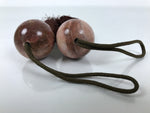 Japanese Pink Stone Hanging Scroll Weights Fuchin Kakejiku Brown Tassel FC364