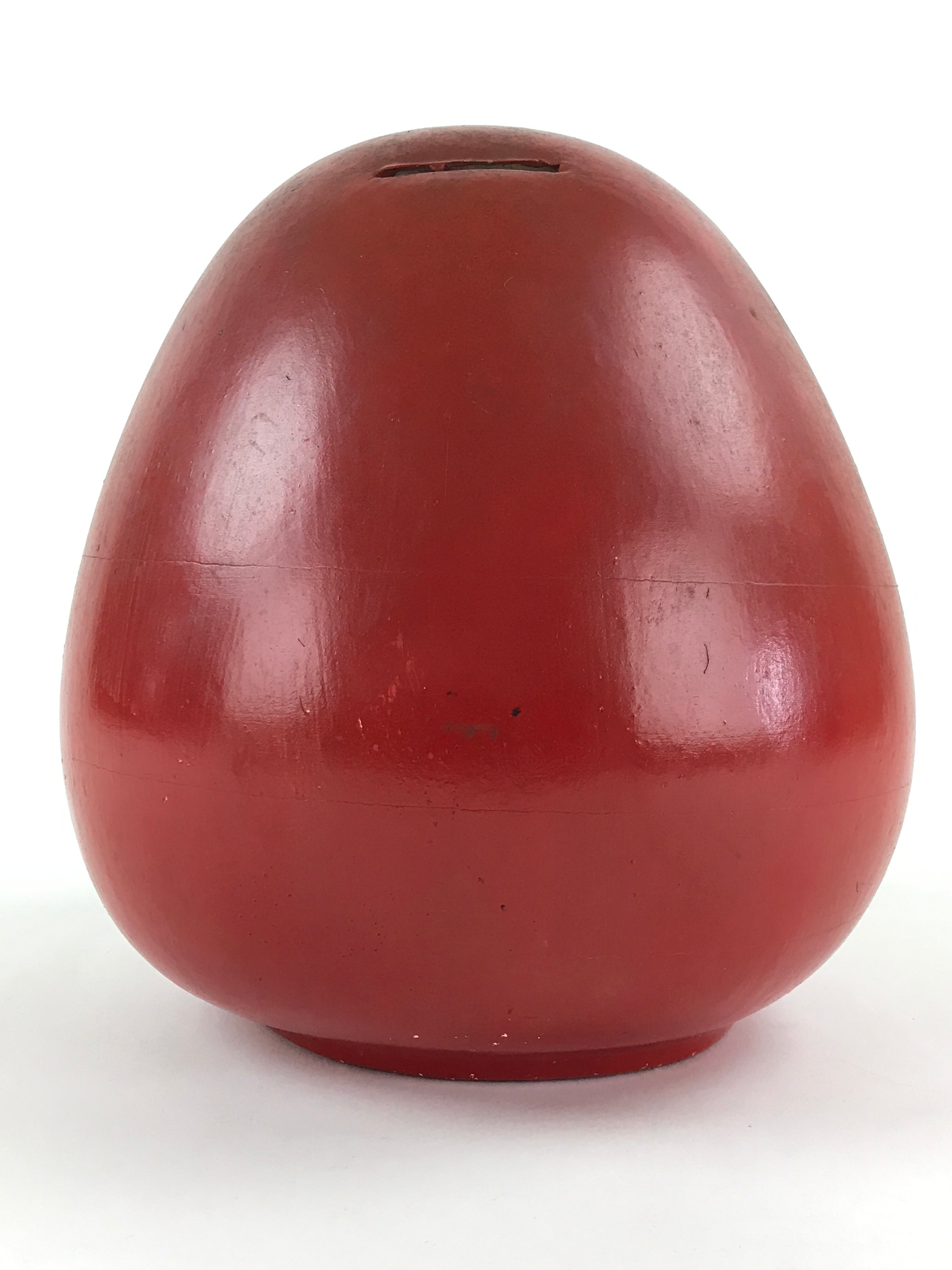 Japanese Plaster Daruma Piggy Bank Saving Box Vtg Figurine Red Auspicious BD912