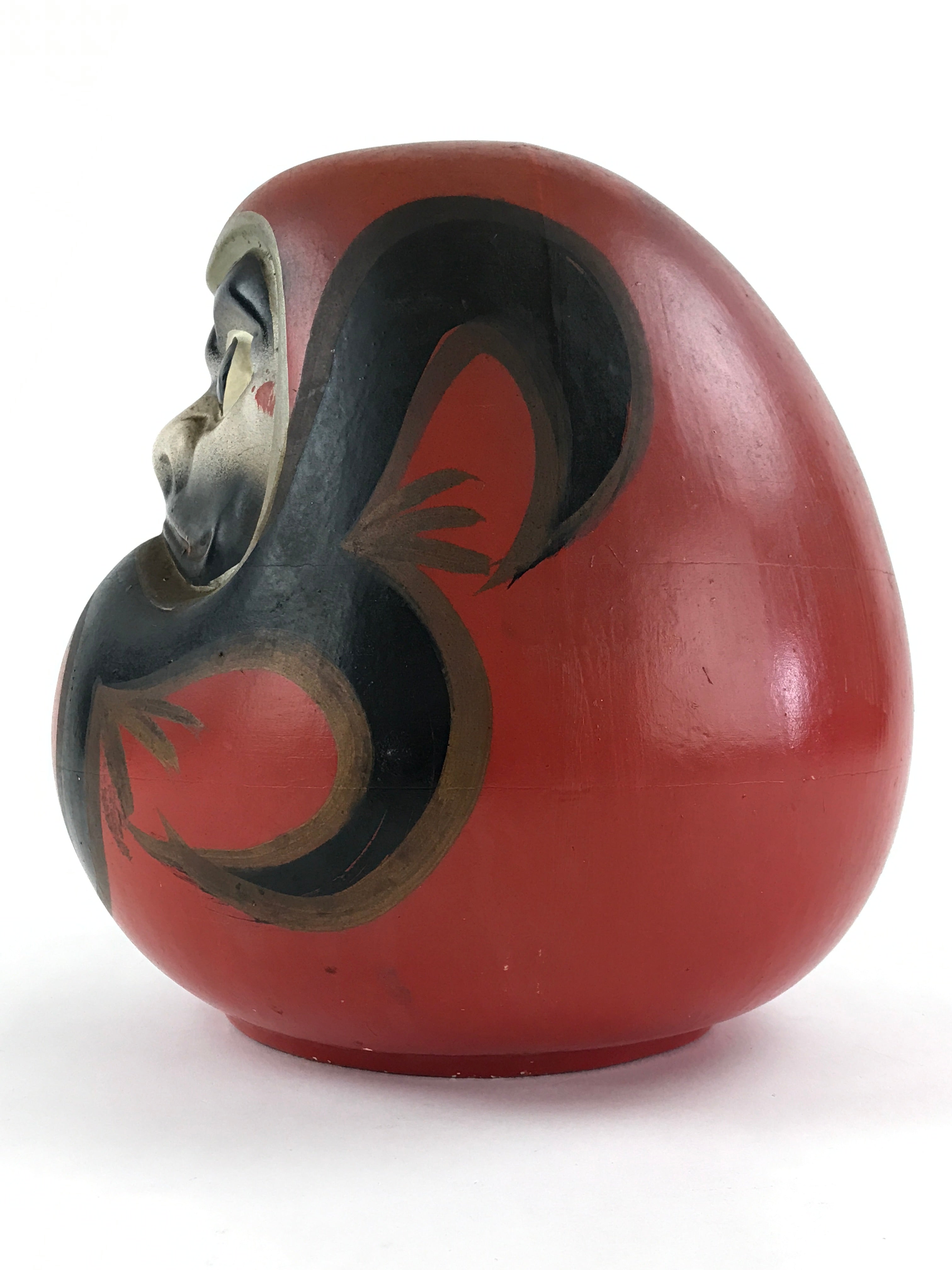 Japanese Plaster Daruma Piggy Bank Saving Box Vtg Figurine Red Auspicious BD912