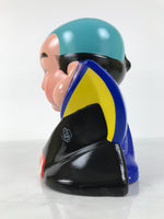 Japanese Plaster Fukusuke Doll Piggy Bank Statue Lucky Charm Vtg Okimono ST82