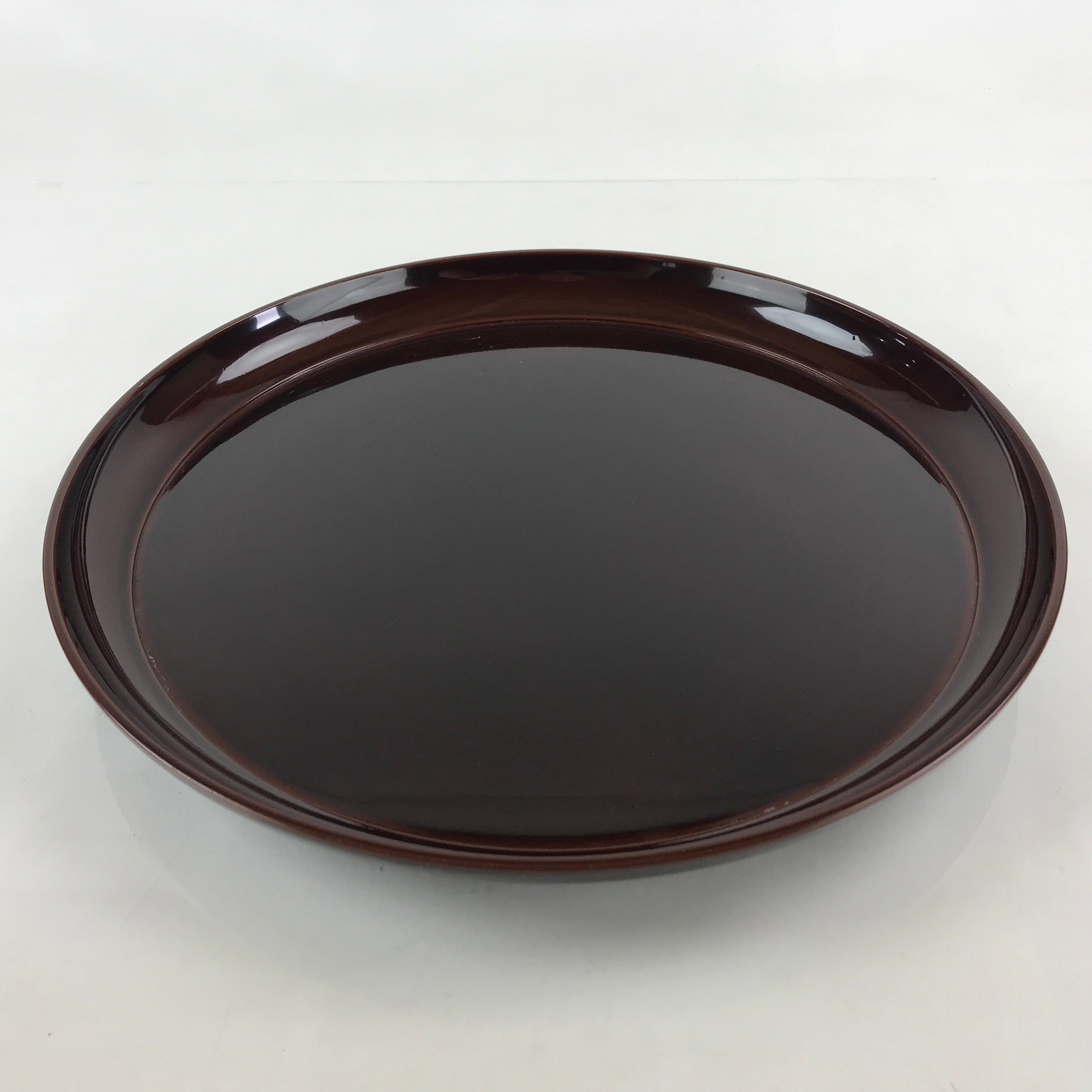 Japanese Plastic Resin Serving Tray Vtg Large Obon Dark Brown Round Tea UR891