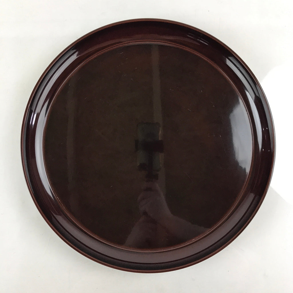 Japanese Plastic Resin Serving Tray Vtg Large Obon Dark Brown Round Tea UR891