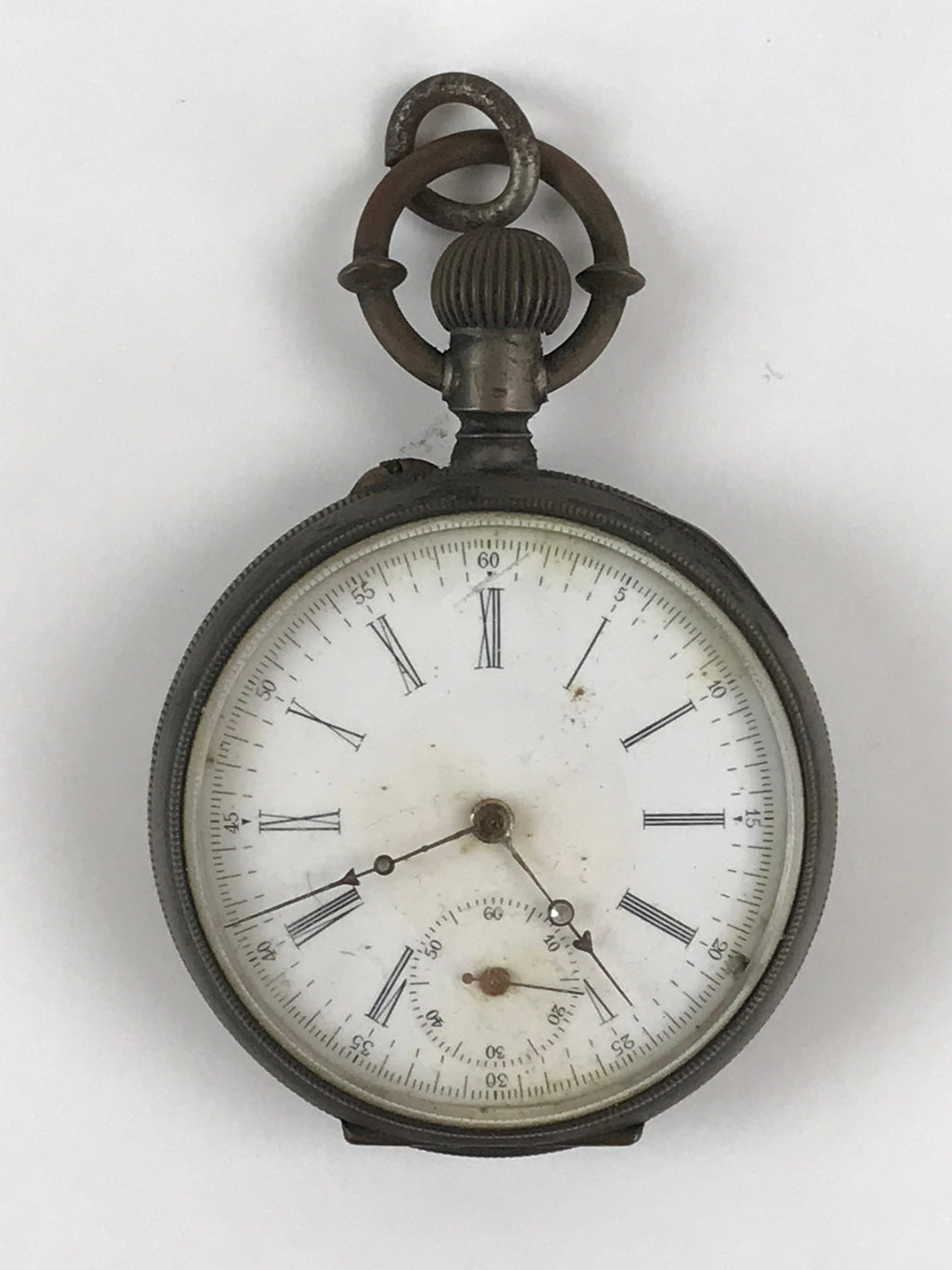Japanese Pocket Watch Vtg Kaichu-Dokei Open Face Type Standard Style Silver JK54
