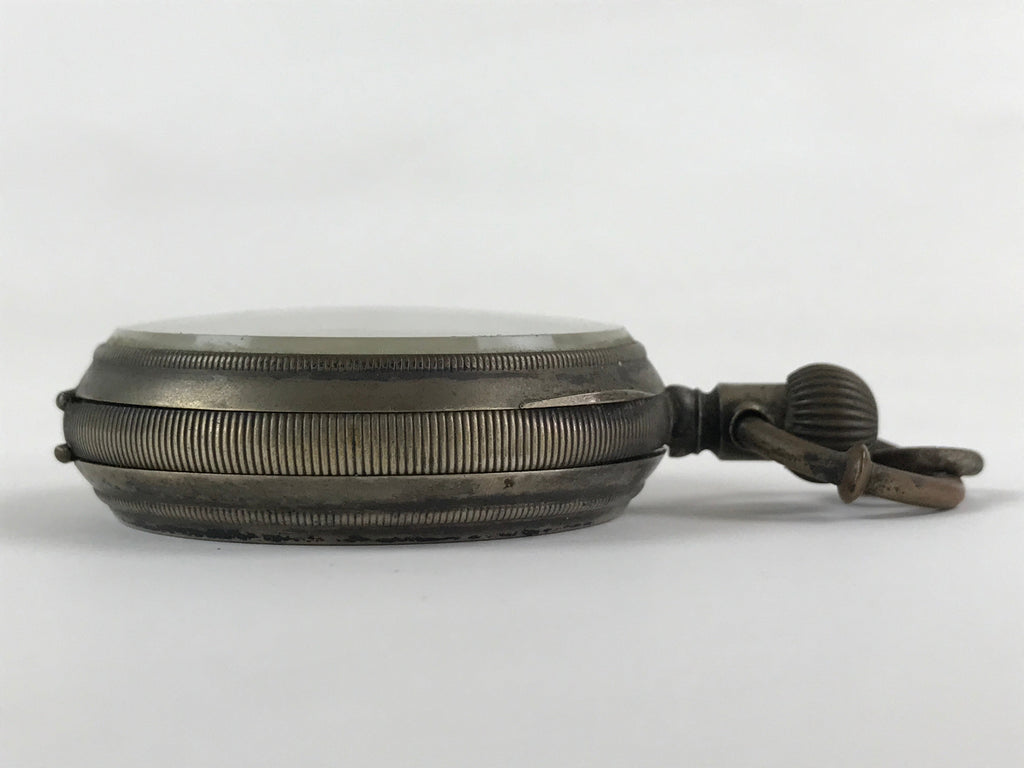 Japanese Pocket Watch Vtg Kaichu-Dokei Open Face Type Standard Style Silver JK54