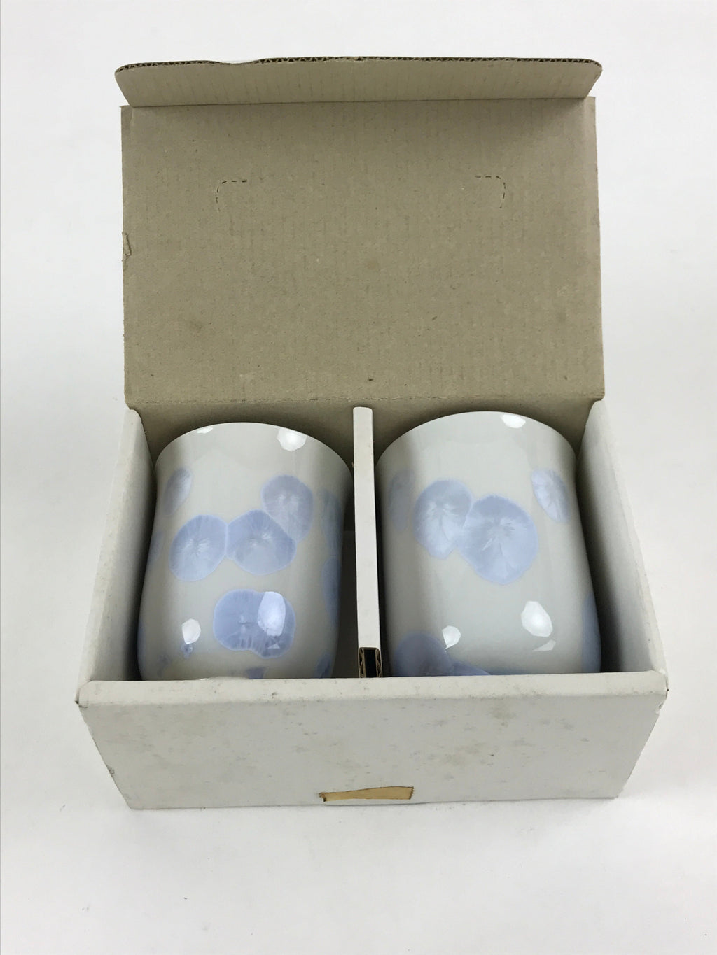 Japanese Porcelain 2pc Teacups Keikichi Japan Kyo Ware Crystal Glaze Vtg Yunomi